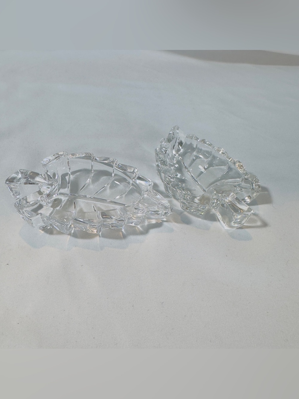 Hofbauer Byrdes Glass Trinket Dishes Leaf Shape Thick Clear Swedish Glass Set of